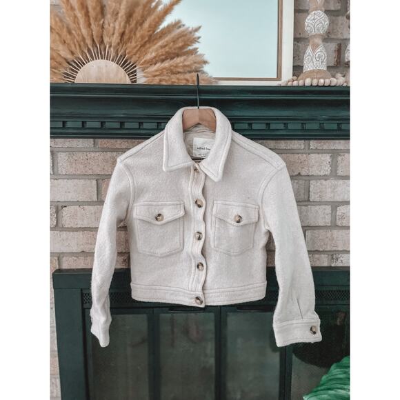 Wilfred Boiled Wool Autumn Shirt Jacket Small Cream Fall Shacket Button Trucker - Picture 2 of 12